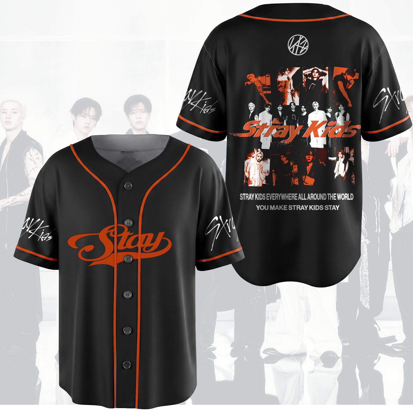 Run It World Tour Stray Kids Baseball Jersey Orange Season Gifts For Stay