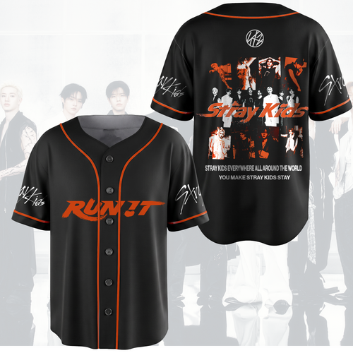 Run It World Tour Stray Kids Baseball Jersey Orange Season Gifts For Stay