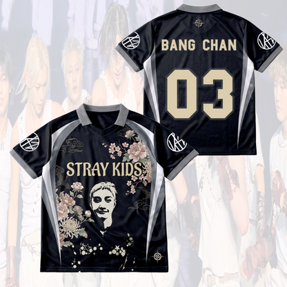Traditional Floral Stray Kids Run It World Tour Winged Neck Baseball Shirt Fan Merch