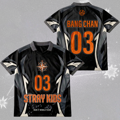 Stray Kids Run It World Tour Orange Season Winged Neck Baseball Shirt Gift For Stay