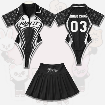 Athletic Stray Kids Run It World Tour Full Jersey Bodysuit Set Gift For Stays