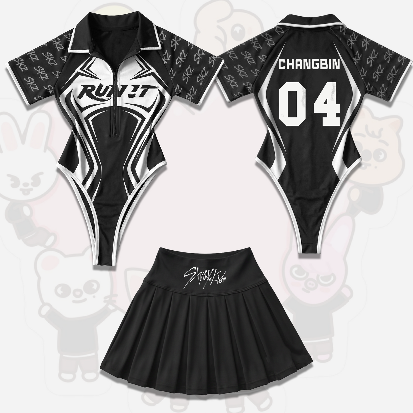 Athletic Stray Kids Run It World Tour Full Jersey Bodysuit Set Gift For Stays