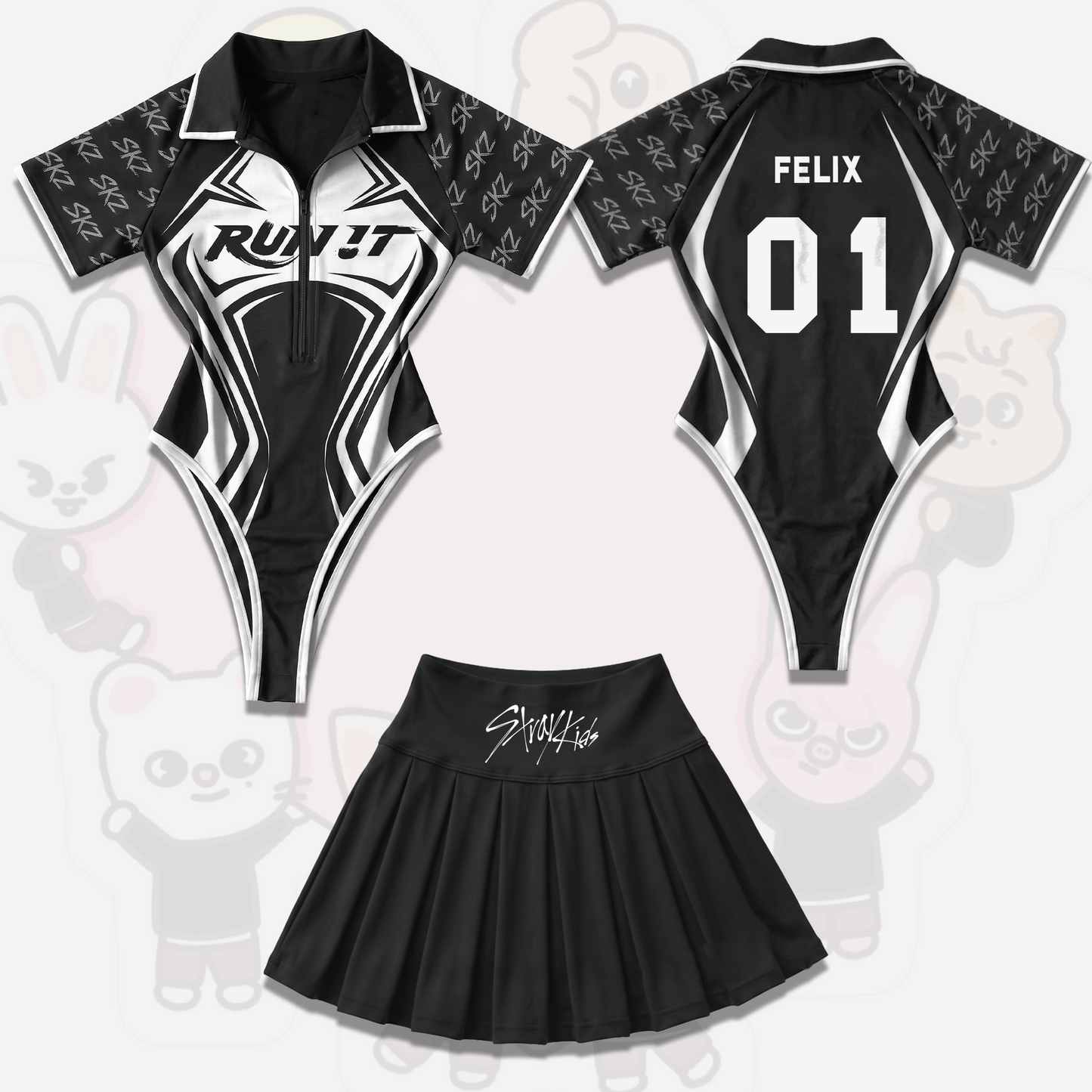 Athletic Stray Kids Run It World Tour Full Jersey Bodysuit Set Gift For Stays