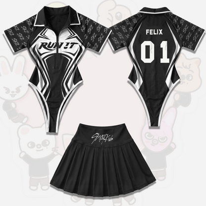 Athletic Stray Kids Run It World Tour Full Jersey Bodysuit Set Gift For Stays