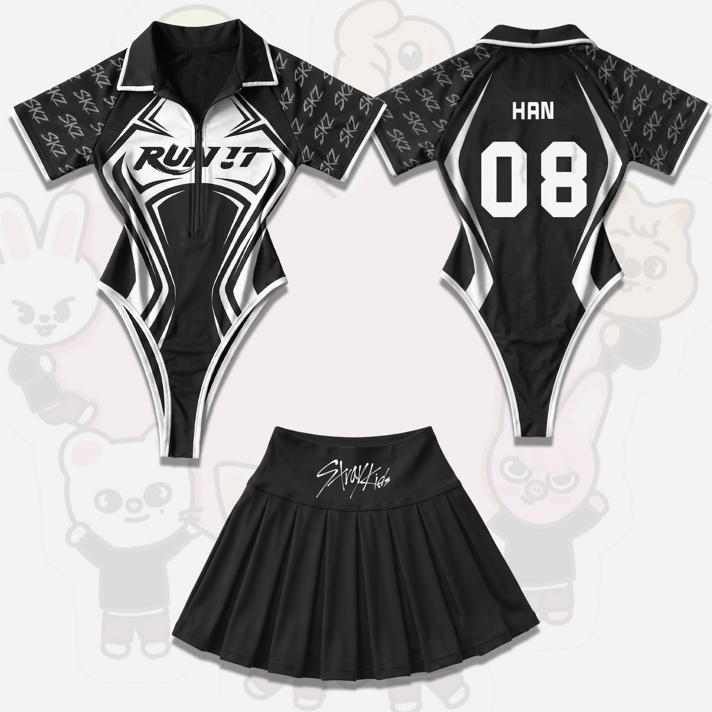 Athletic Stray Kids Run It World Tour Full Jersey Bodysuit Set Gift For Stays
