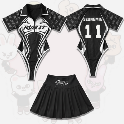 Athletic Stray Kids Run It World Tour Full Jersey Bodysuit Set Gift For Stays