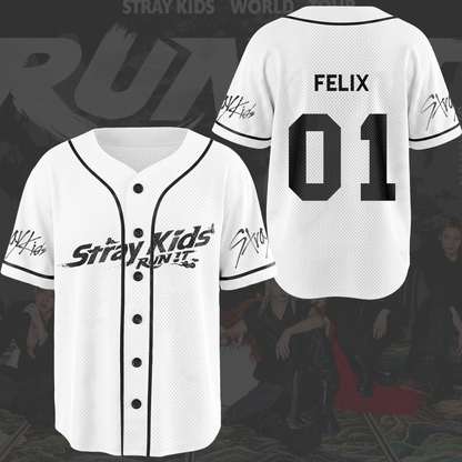 Momentum Stray Kids World Tour Run It White Mesh Baseball Jersey Stay Edition