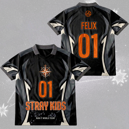 Stray Kids Run It World Tour Orange Season Winged Neck Baseball Shirt Gift For Stay