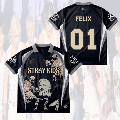 Traditional Floral Stray Kids Run It World Tour Winged Neck Baseball Shirt Fan Merch