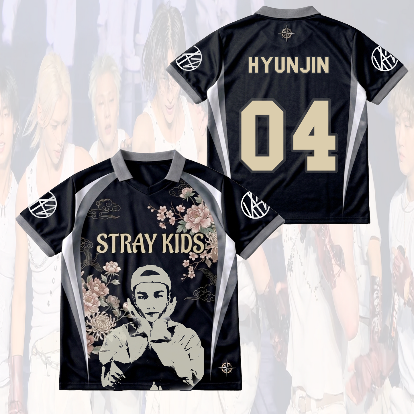 Traditional Floral Stray Kids Run It World Tour Winged Neck Baseball Shirt Fan Merch