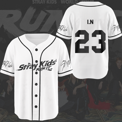 Momentum Stray Kids World Tour Run It White Mesh Baseball Jersey Stay Edition