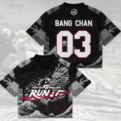 Streetwear Stray Kids World Tour Run It Mixed Mesh Jersey Gifts For Stay