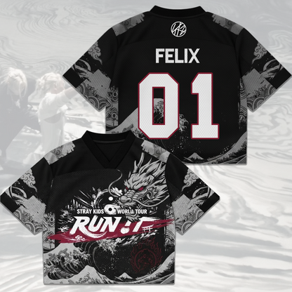 Streetwear Stray Kids World Tour Run It Mixed Mesh Jersey Gifts For Stay
