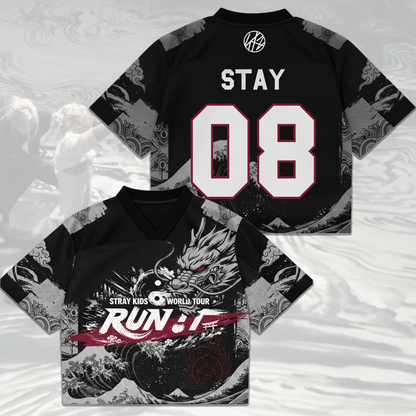 Streetwear Stray Kids World Tour Run It Mixed Mesh Jersey Gifts For Stay