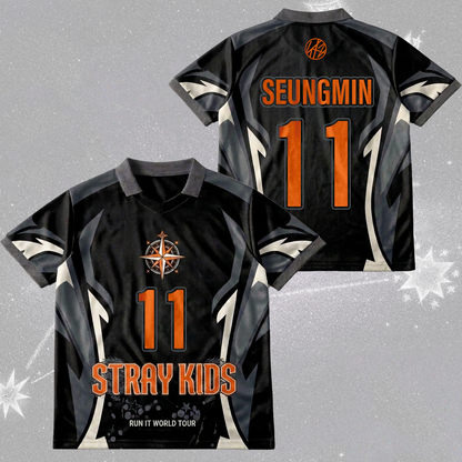 Stray Kids Run It World Tour Orange Season Winged Neck Baseball Shirt Gift For Stay