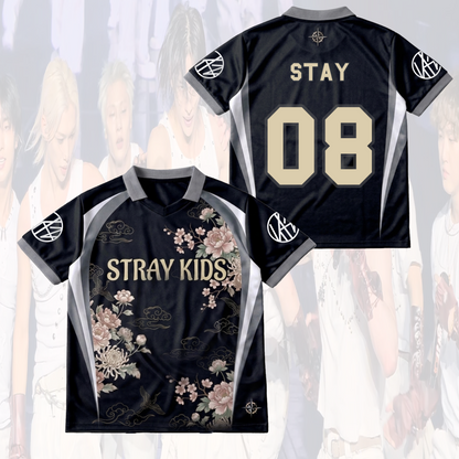 Traditional Floral Stray Kids Run It World Tour Winged Neck Baseball Shirt Fan Merch
