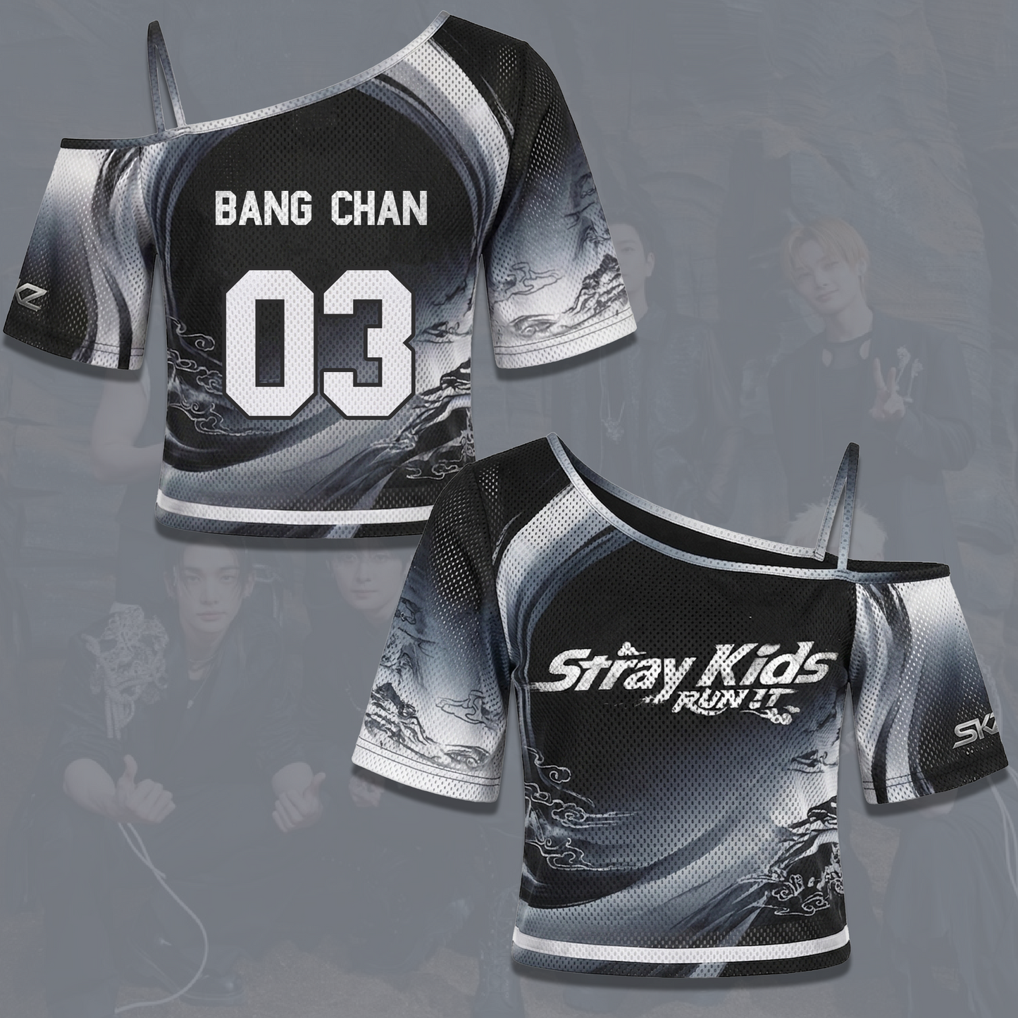 Streetwear Stray Kids Run It World Tour Off Shoulder Mesh Gift For Fans