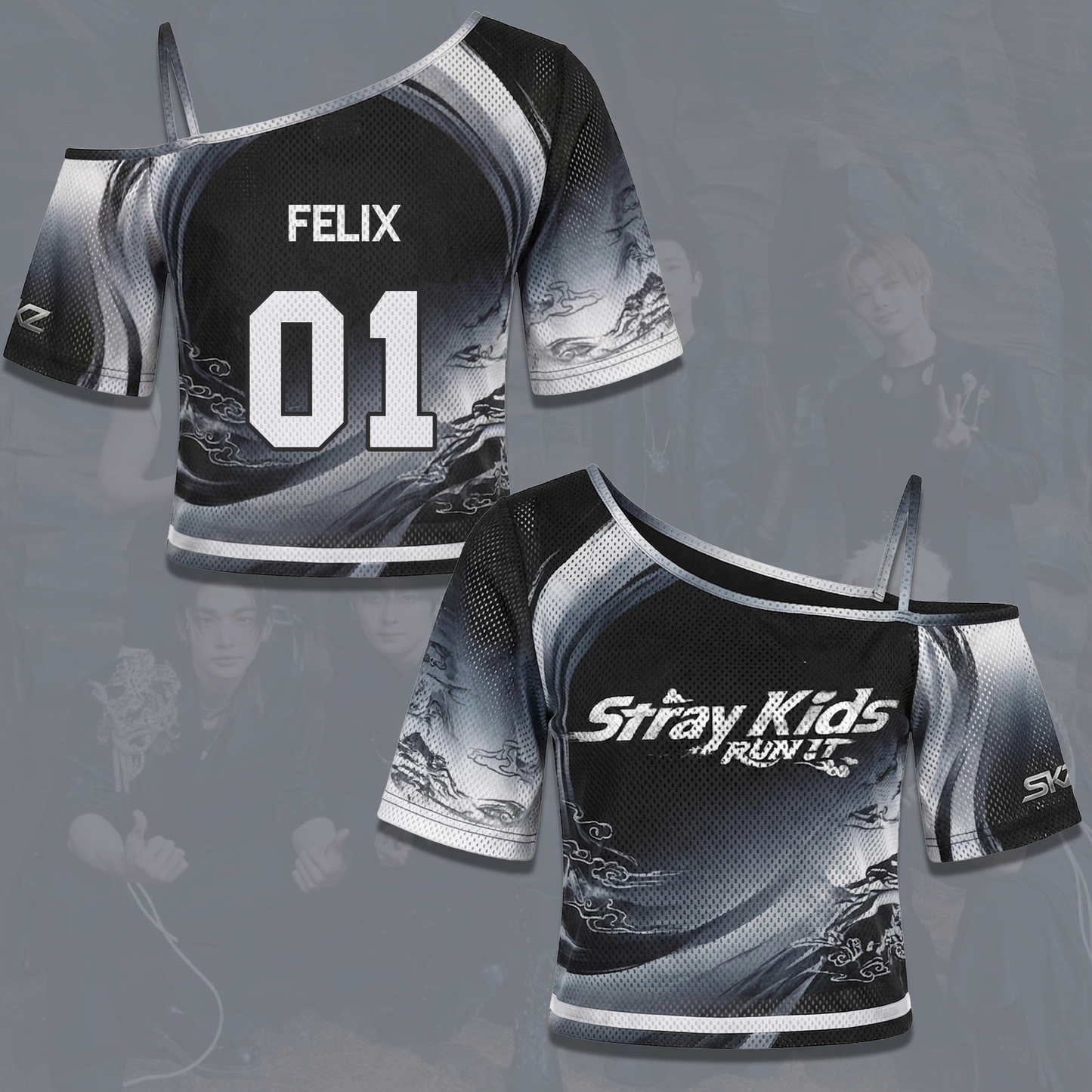 Streetwear Stray Kids Run It World Tour Off Shoulder Mesh Gift For Fans