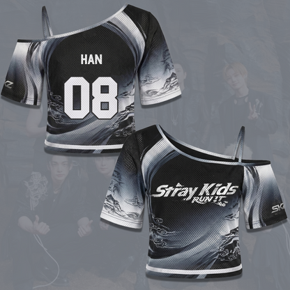 Streetwear Stray Kids Run It World Tour Off Shoulder Mesh Gift For Fans