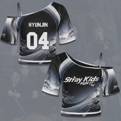 Streetwear Stray Kids Run It World Tour Off Shoulder Mesh Gift For Fans