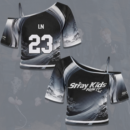 Streetwear Stray Kids Run It World Tour Off Shoulder Mesh Gift For Fans