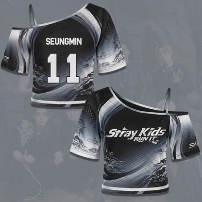 Streetwear Stray Kids Run It World Tour Off Shoulder Mesh Gift For Fans