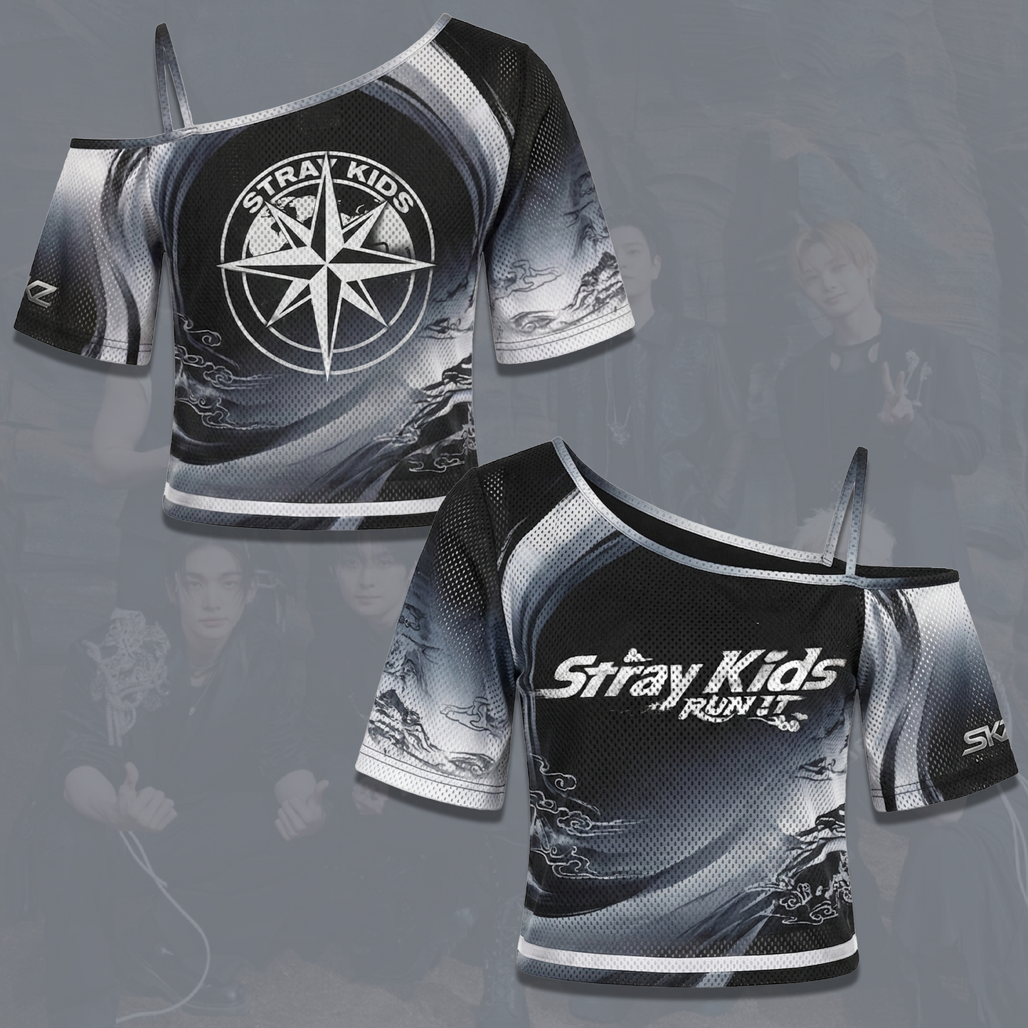 Streetwear Stray Kids Run It World Tour Off Shoulder Mesh Gift For Fans