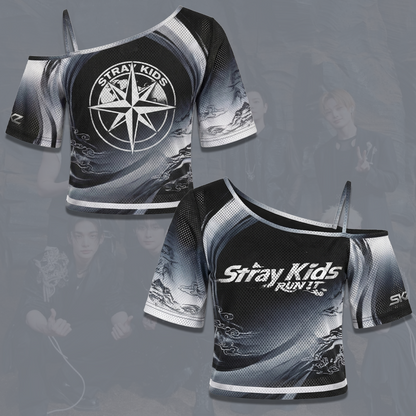 Streetwear Stray Kids Run It World Tour Off Shoulder Mesh Gift For Fans