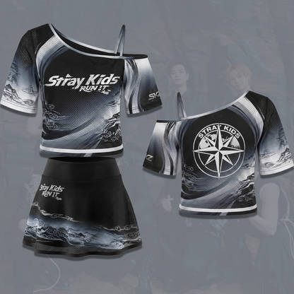 Streetwear Stray Kids Run It World Tour Off Shoulder Mesh Gift For Fans