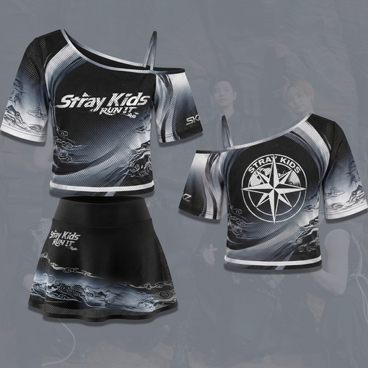 Streetwear Stray Kids Run It World Tour Off Shoulder Mesh Gift For Fans