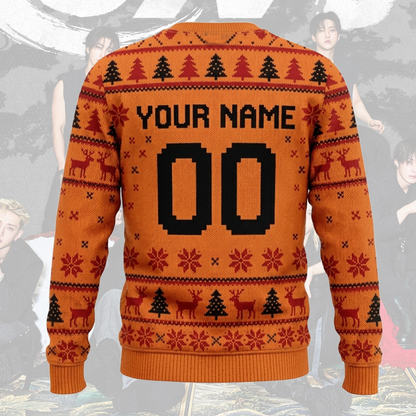 Stray Kids Orange Ugly Sweater Run It World Tour Holiday Merch Fan Editon