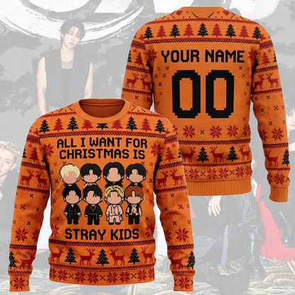 Stray Kids Orange Ugly Sweater Run It World Tour Holiday Merch Fan Editon