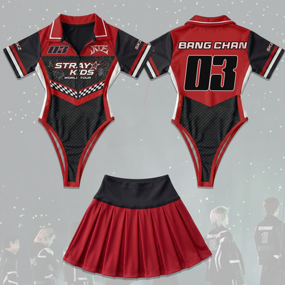 Racing Stray Kids Concert ATE Dominate Tour Full Jersey Bodysuit Set Fan Editon