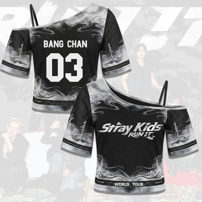 Flirty Stray Kids Run It World Tour Off Shoulder Mesh Gift For Stay