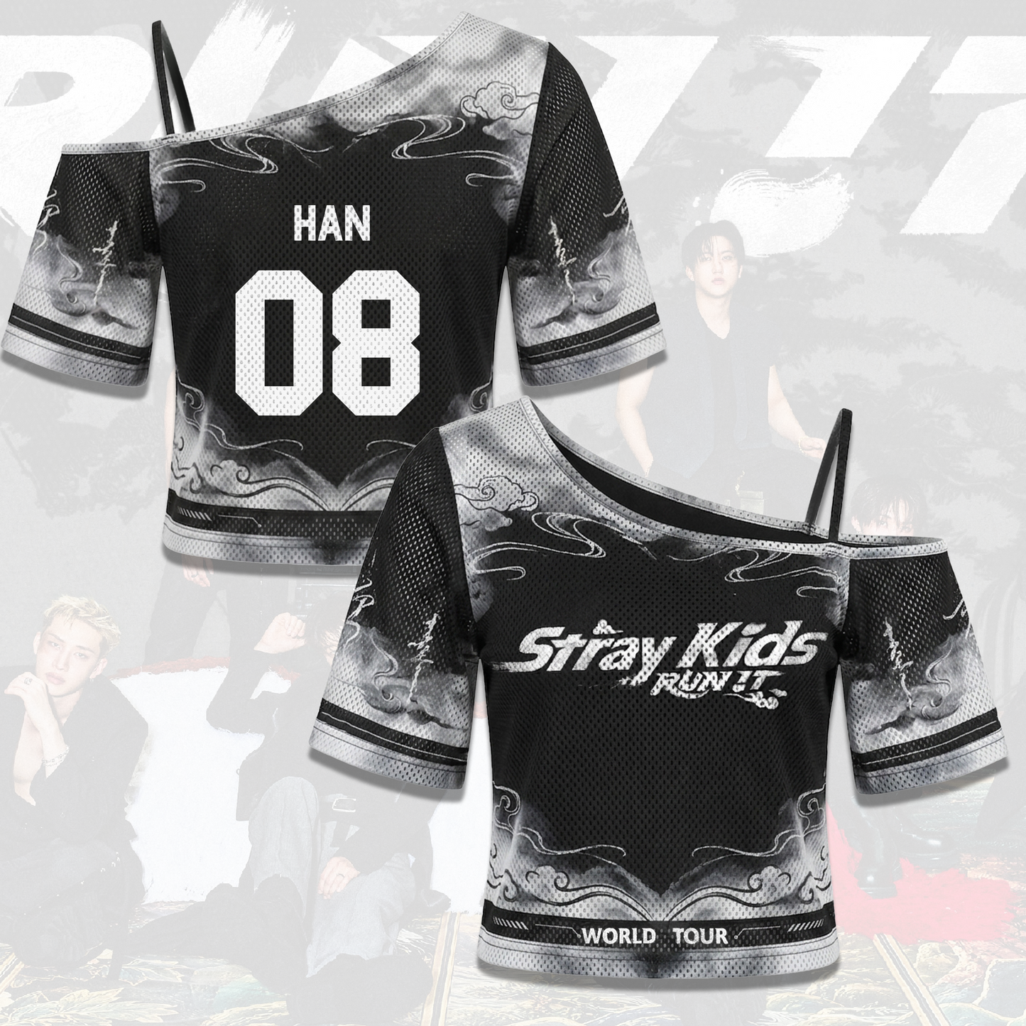 Flirty Stray Kids Run It World Tour Off Shoulder Mesh Gift For Stay