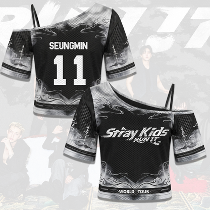 Flirty Stray Kids Run It World Tour Off Shoulder Mesh Gift For Stay