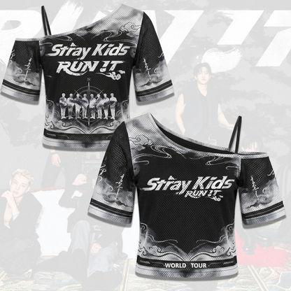Flirty Stray Kids Run It World Tour Off Shoulder Mesh Gift For Stay