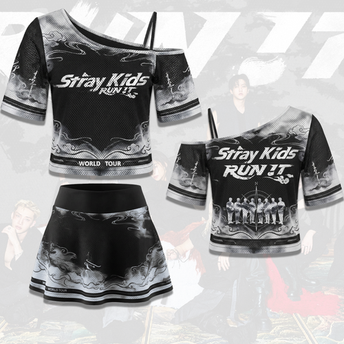 Flirty Stray Kids Run It World Tour Off Shoulder Mesh Gift For Stay