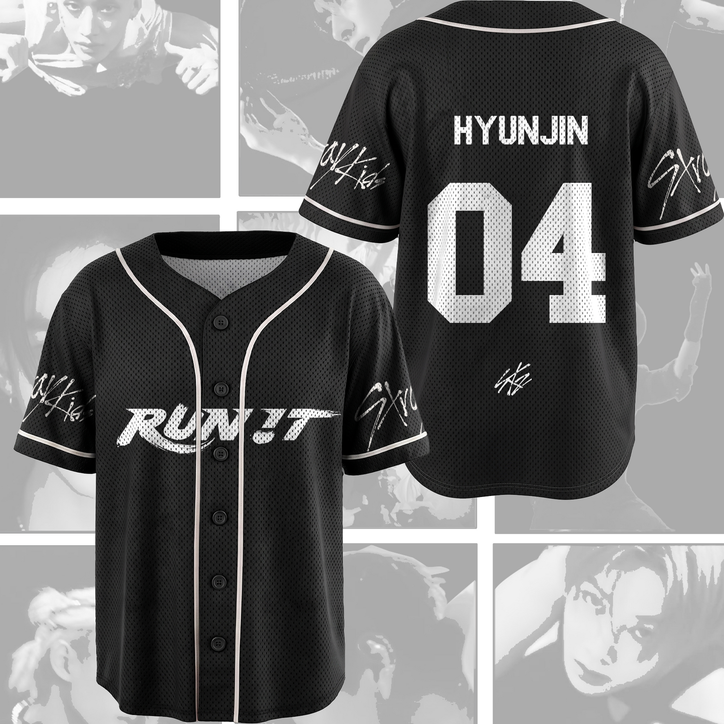 Stray Kids Run It World Tour Mesh Baseball Jersey Fan Editon