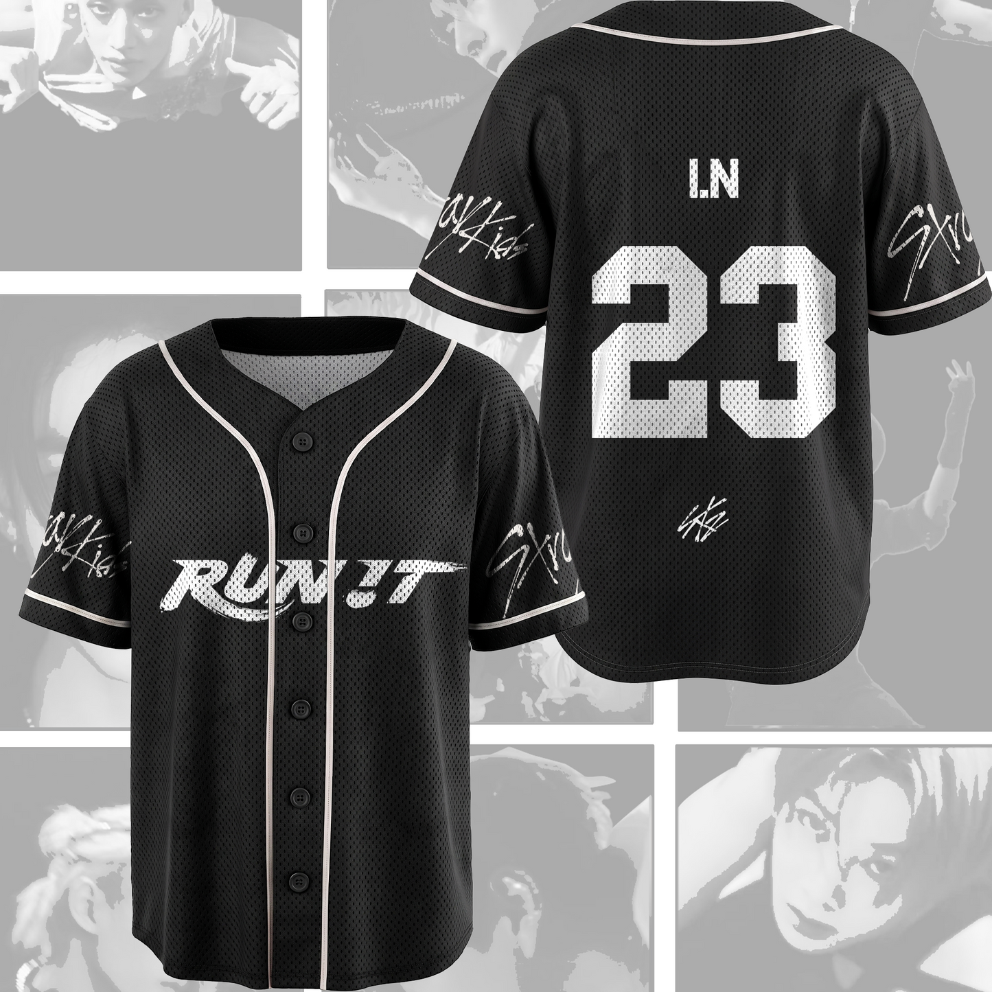Stray Kids Run It World Tour Mesh Baseball Jersey Fan Editon