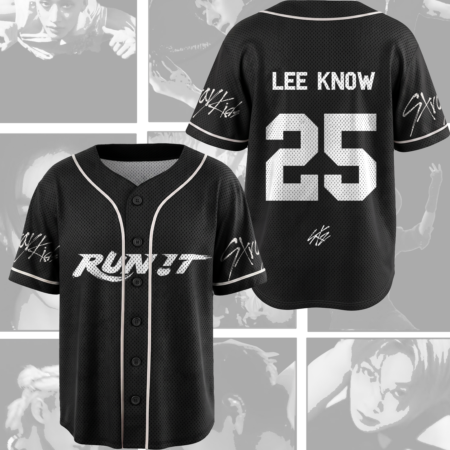 Stray Kids Run It World Tour Mesh Baseball Jersey Fan Editon