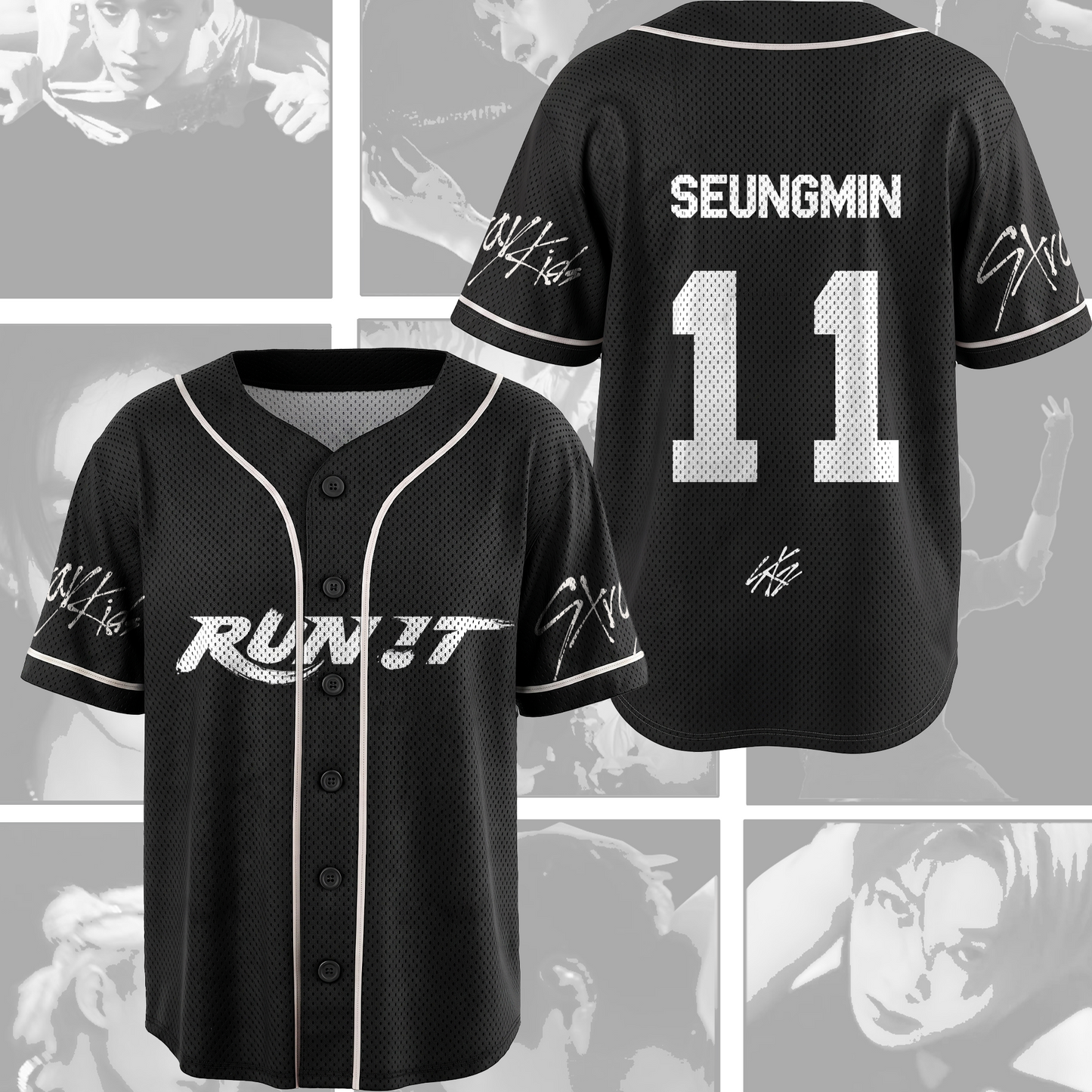 Stray Kids Run It World Tour Mesh Baseball Jersey Fan Editon