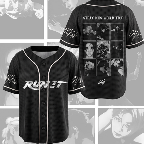 Stray Kids Run It World Tour Mesh Baseball Jersey Fan Editon