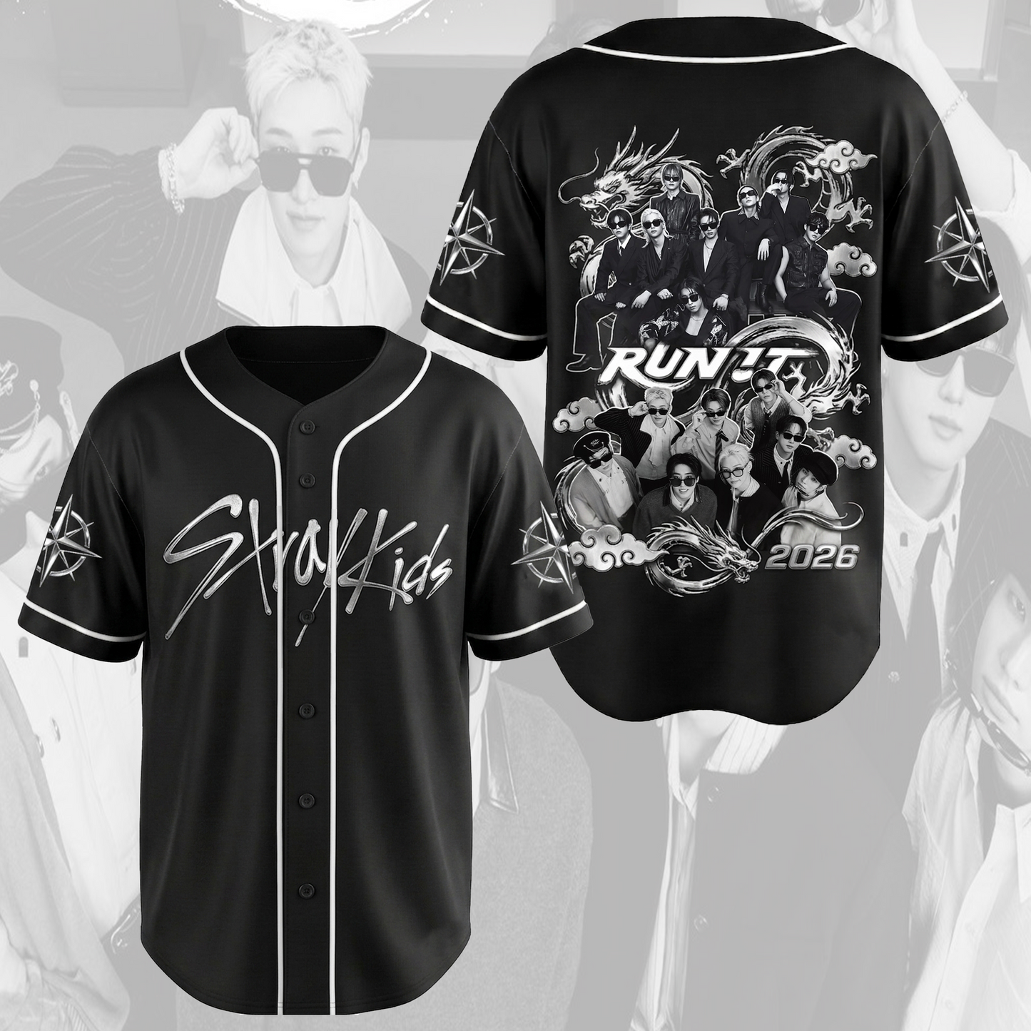 Stylish Stray Kids Run It World Tour Baseball Jersey Fan Edition