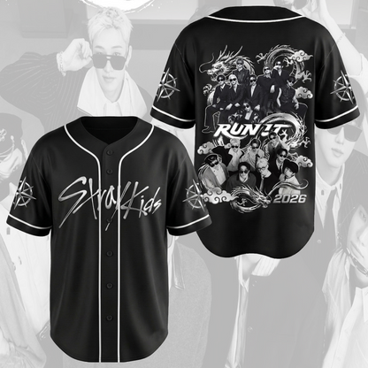 Stylish Stray Kids Run It World Tour Baseball Jersey Fan Edition