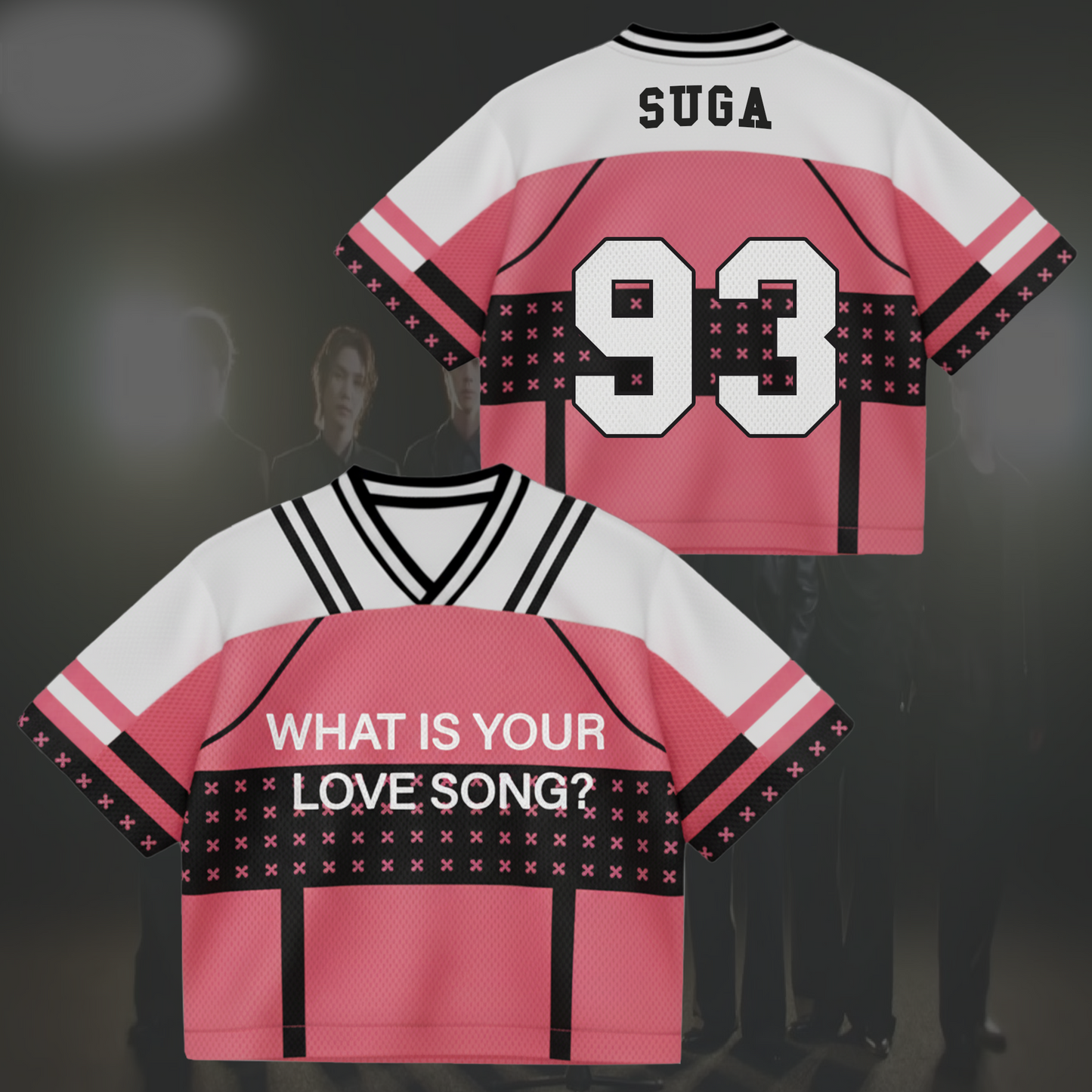 Ladylike Pink BTS World Tour Mixed Mesh Jersey Gifts For Fans