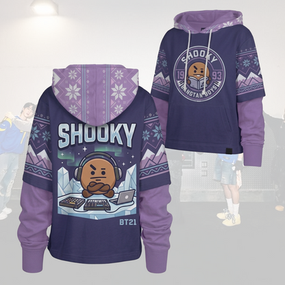 Kawai Bangtan Boys BT21 Xmas Shortstop Hoodie BTS Gift for Fans