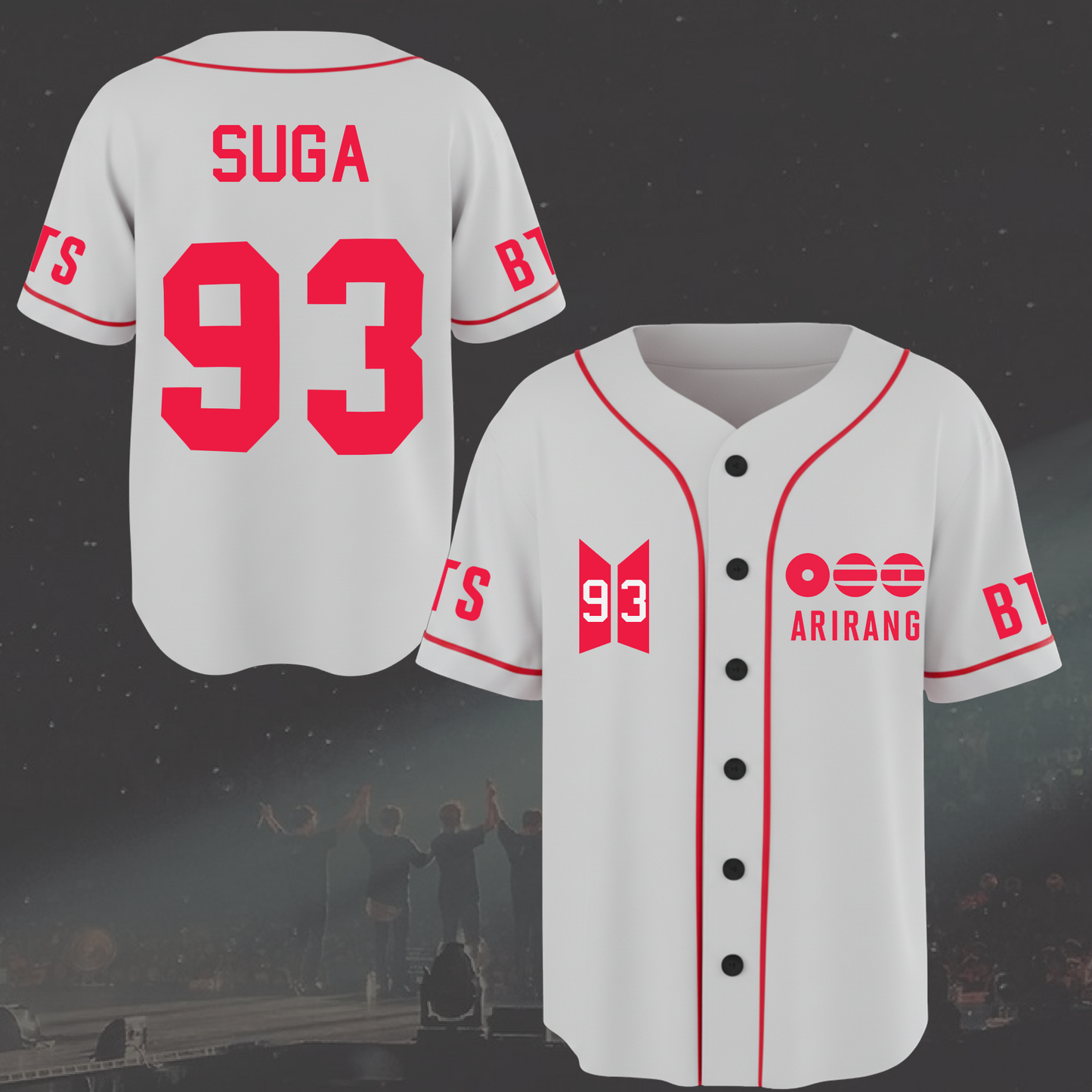 BTS World Tour Arirang White Baseball Jersey