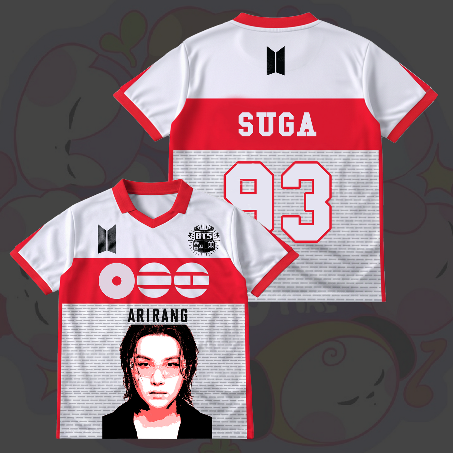BTS Red Arirang Tour Winged Neck Baseball Shirt