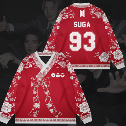 Vibrant Floral Princess BTS Tour Hanbok Style Mesh Splicing Long Sleeved Gift For Army